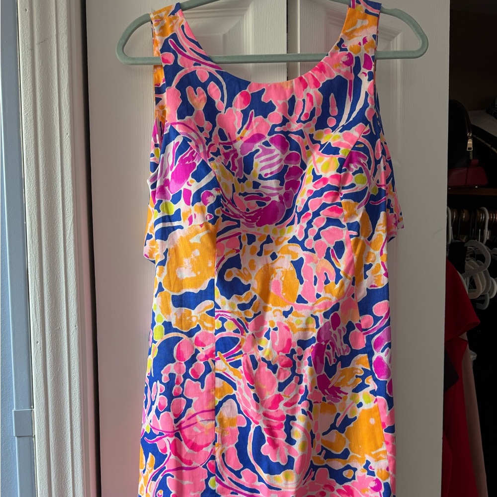 HTF ☀️ Lilly Pulitzer Vibrant Pink and Blue Dress with back cutout